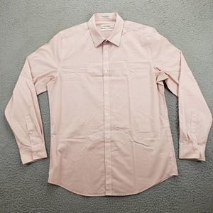 Calvin‎ Klein Shirt Mens Medium Pink White Check Button Up Long Sleeve Classic